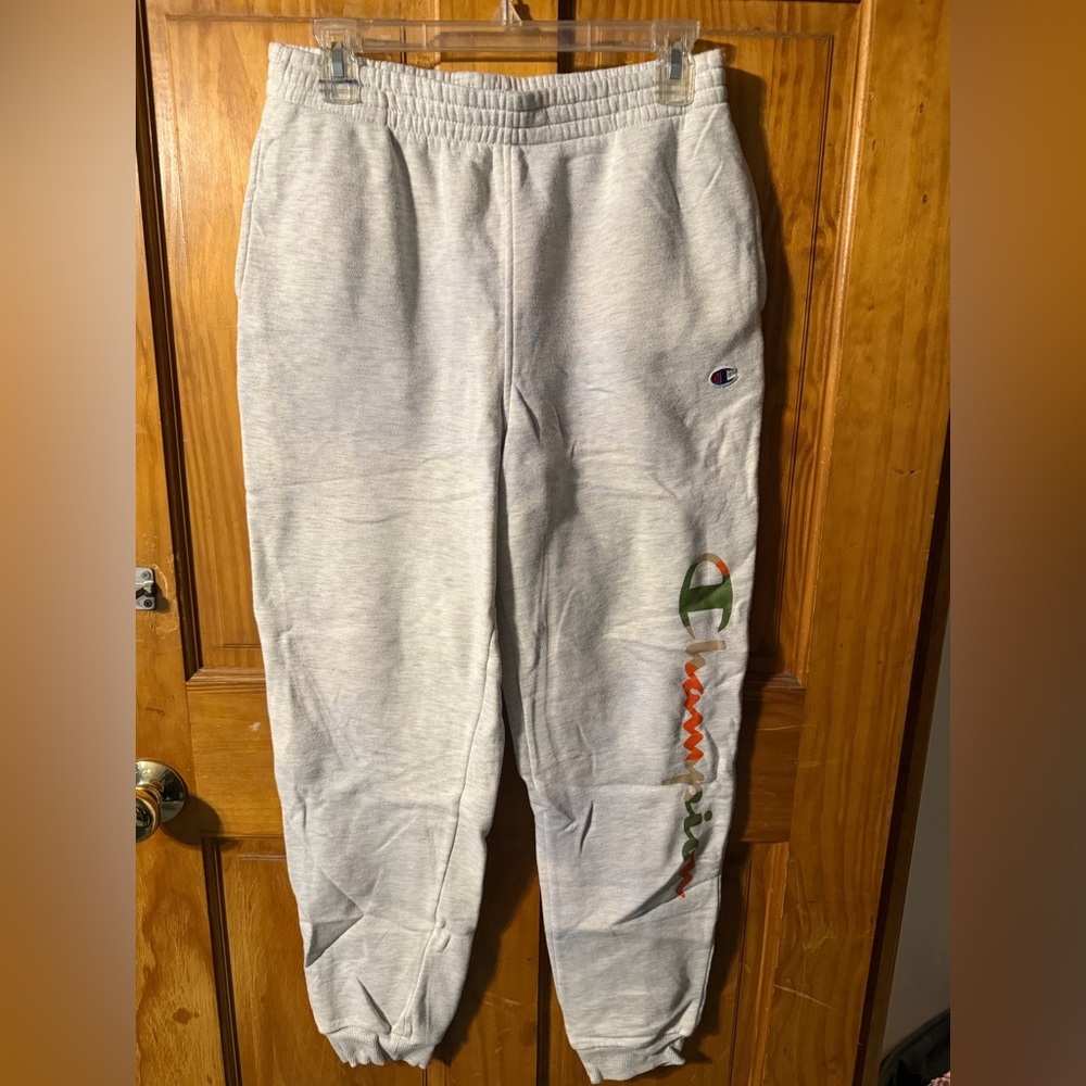 Champion Kids Light Gray Joggers with Multicolor Logo